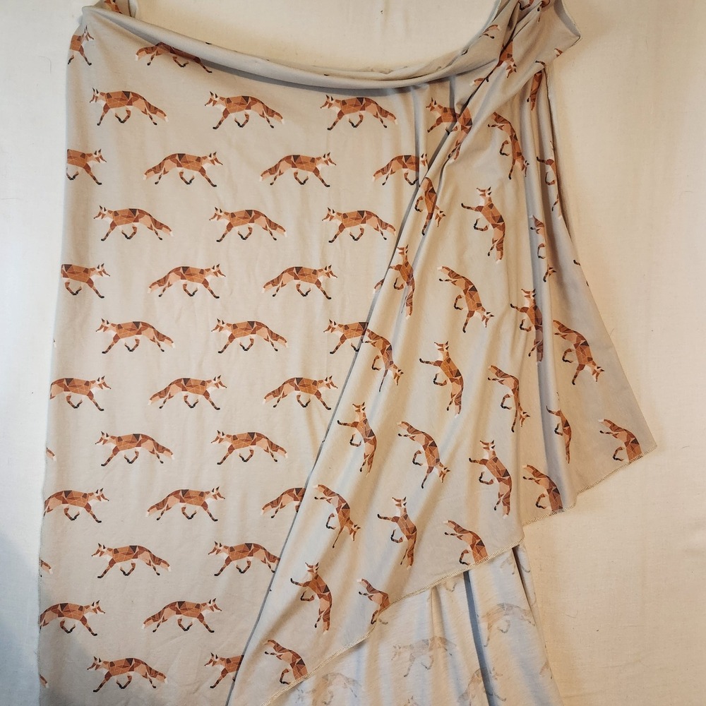 Copper Pearl Geometric Fox Print Large Stretchy Swaddle Blanket 50x50 Tan Orange